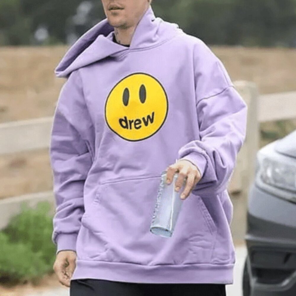 Drew House Justin Bieber Our Mascot Smily Face Hoodie Lavender Light Purple OS
